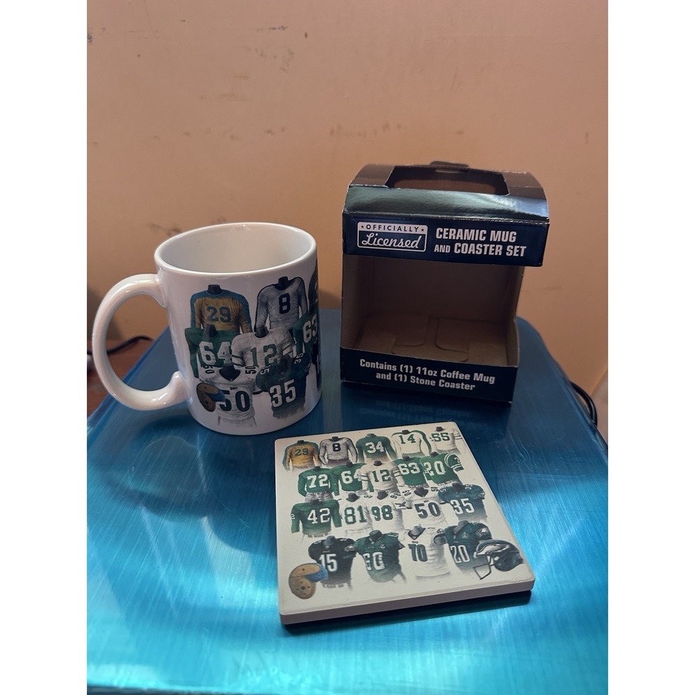 Philadelphia Eagles Mug & Coaster Set New‎ Open Box 11oz Officially Licensed